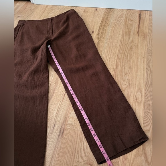 Talbots 100% Linen Southampton Pant Chocolate Brown Size 16 - Picture 7 of 10